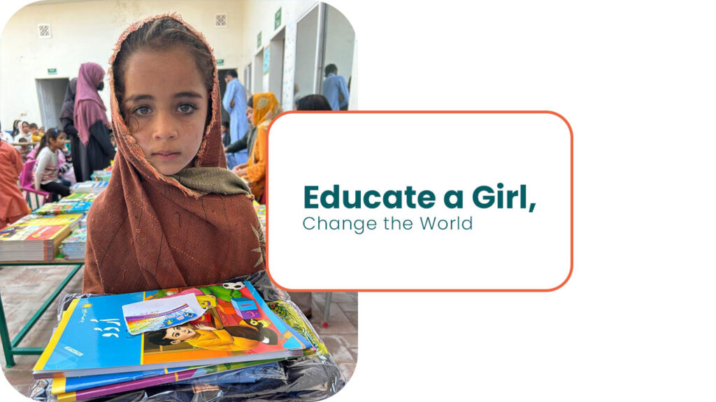 Grammar School Foundation students receiving free uniforms and books in rural Pakistan